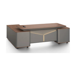 Monarch Executive Desk 2.4m -Brown Walnut & Grey