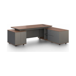 Monarch Executive Desk 2.4m -Brown Walnut & Grey