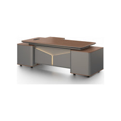 Monarch Executive Desk 2.4m -Brown Walnut & Grey