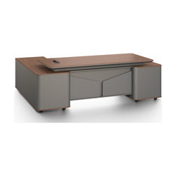 Monarch Executive Desk 2.4m -Brown Walnut & Grey