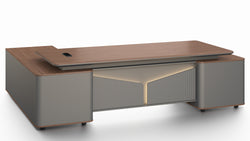 Monarch Executive Desk 2.8m -Brown Walnut & Grey
