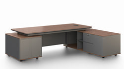 Monarch Executive Desk 2.8m -Brown Walnut & Grey