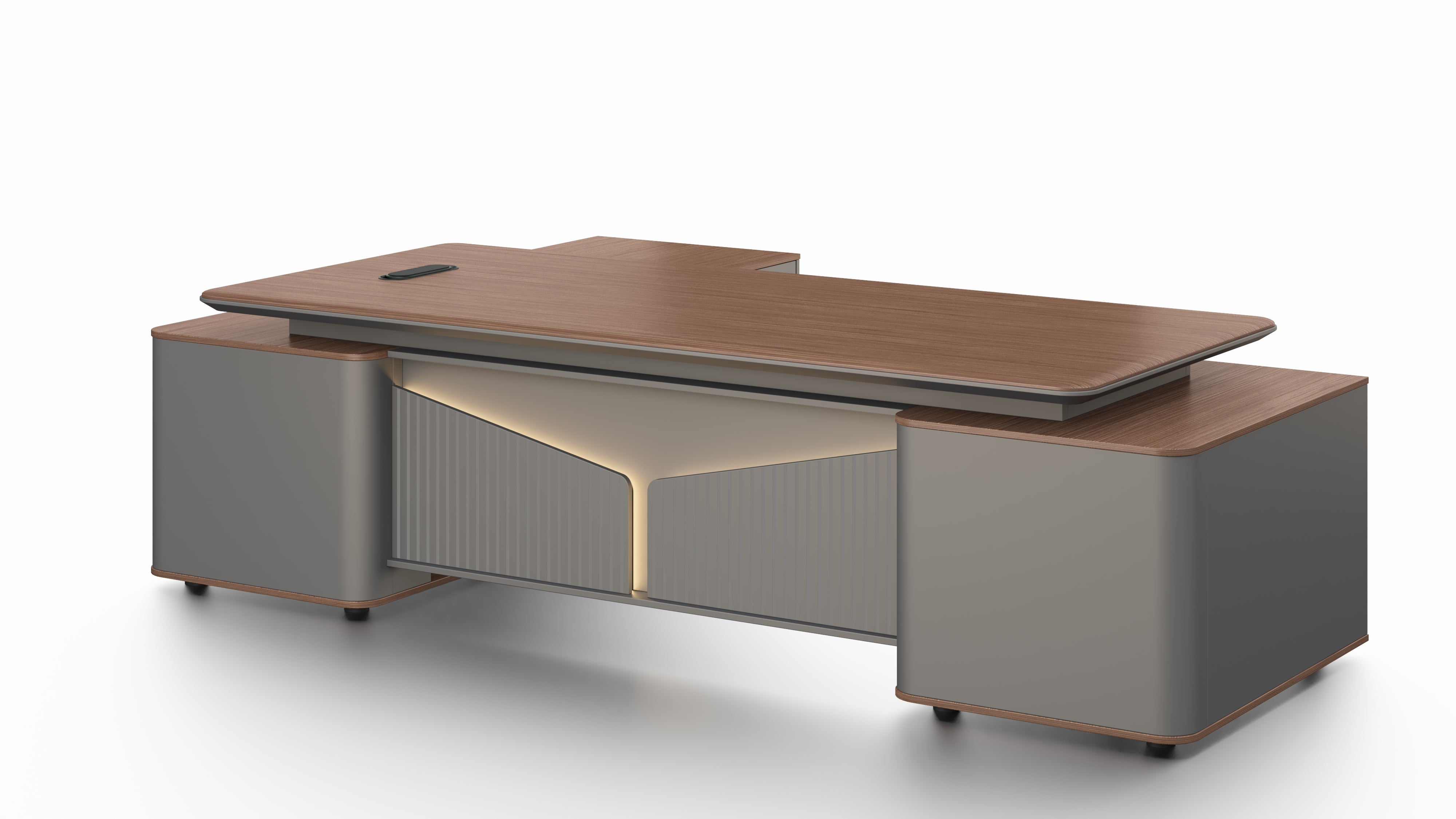Monarch Executive Desk 2.8m -Brown Walnut & Grey