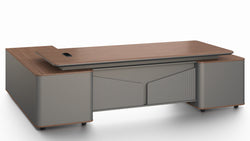 Monarch Executive Desk 2.8m -Brown Walnut & Grey