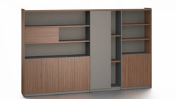 Monarch File Cabinet 3.2m -Brown Walnut & Grey