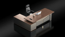 Imperium Executive Desk 2.4m -Brown Walnut & Grey