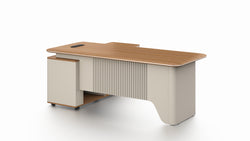 Ebony Executive Desk 2m -Golden Oak & Grey