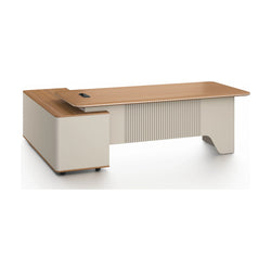 Ebony Executive Desk 2.4m - Golden Oak & Grey