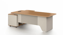 Ebony Executive Desk 2.4m - Golden Oak & Grey