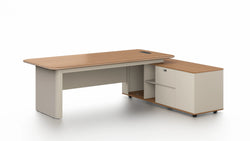 Ebony Executive Desk 2.4m - Golden Oak & Grey