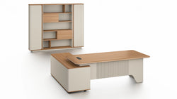 Ebony File Cabinet 2.4m -Golden Oak & Grey