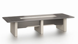 Phantom Conference Table 3.6m x 1.4m Ebony & Grey– With Wire Management System