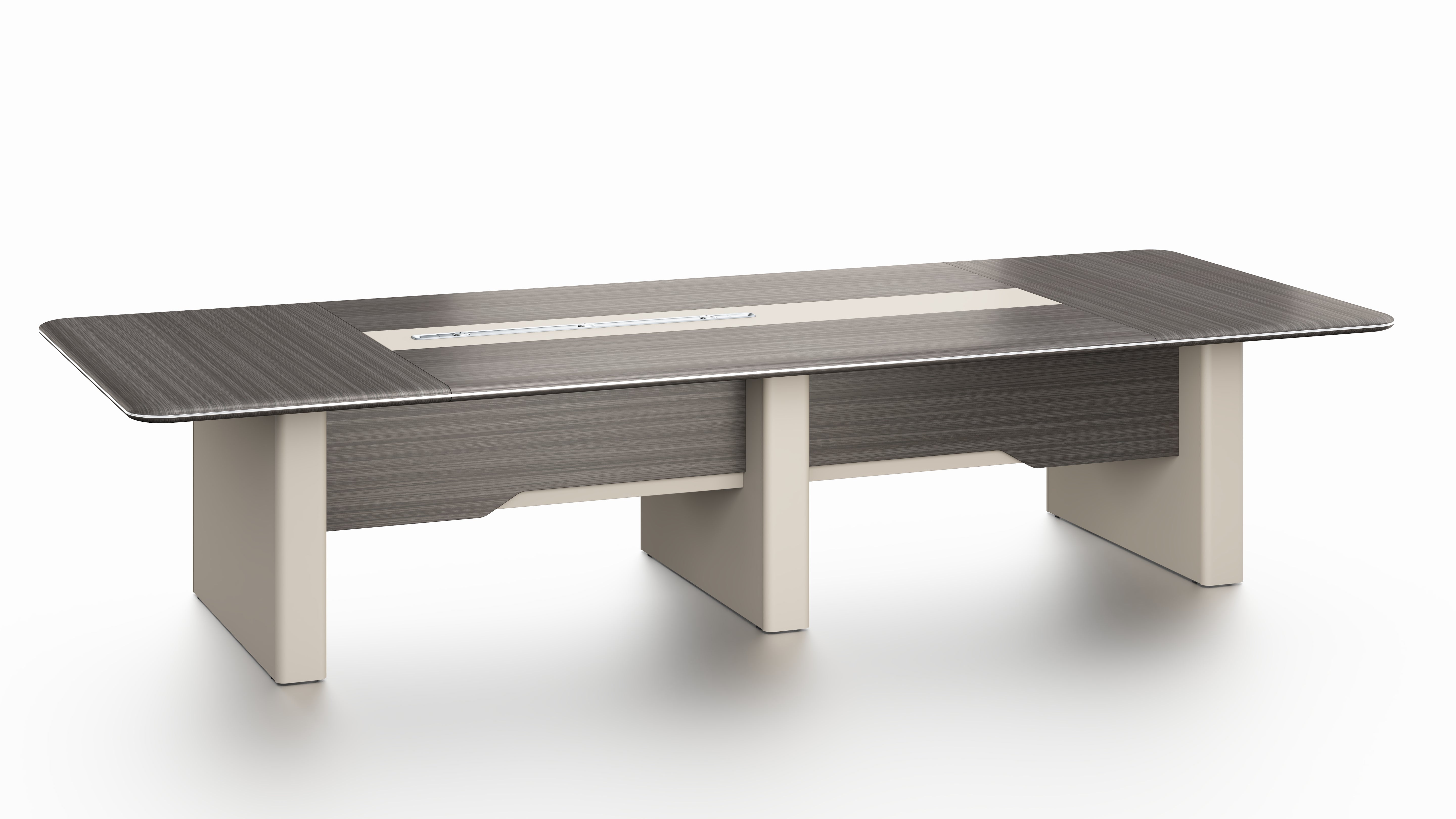 Phantom Conference Table 3.6m x 1.4m Ebony & Grey– With Wire Management System