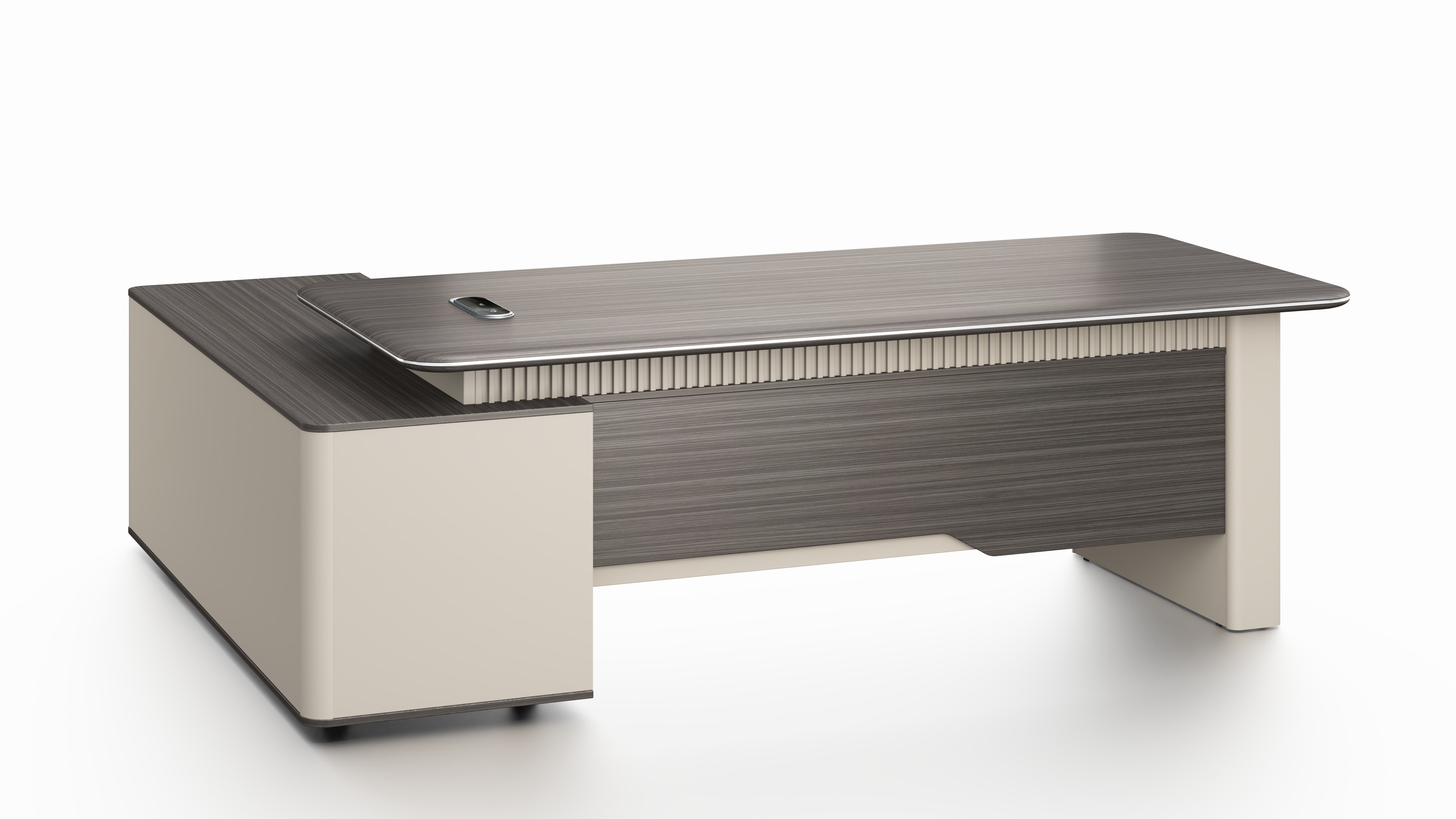Phantom Executive Desk 2.4m – Ebony & Elegance Grey With LED Panel