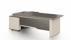 Phantom Executive Desk 2.4m – Ebony & Elegance Grey With LED Panel