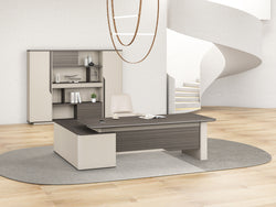 Phantom Executive Desk 2.4m – Ebony & Elegance Grey With LED Panel