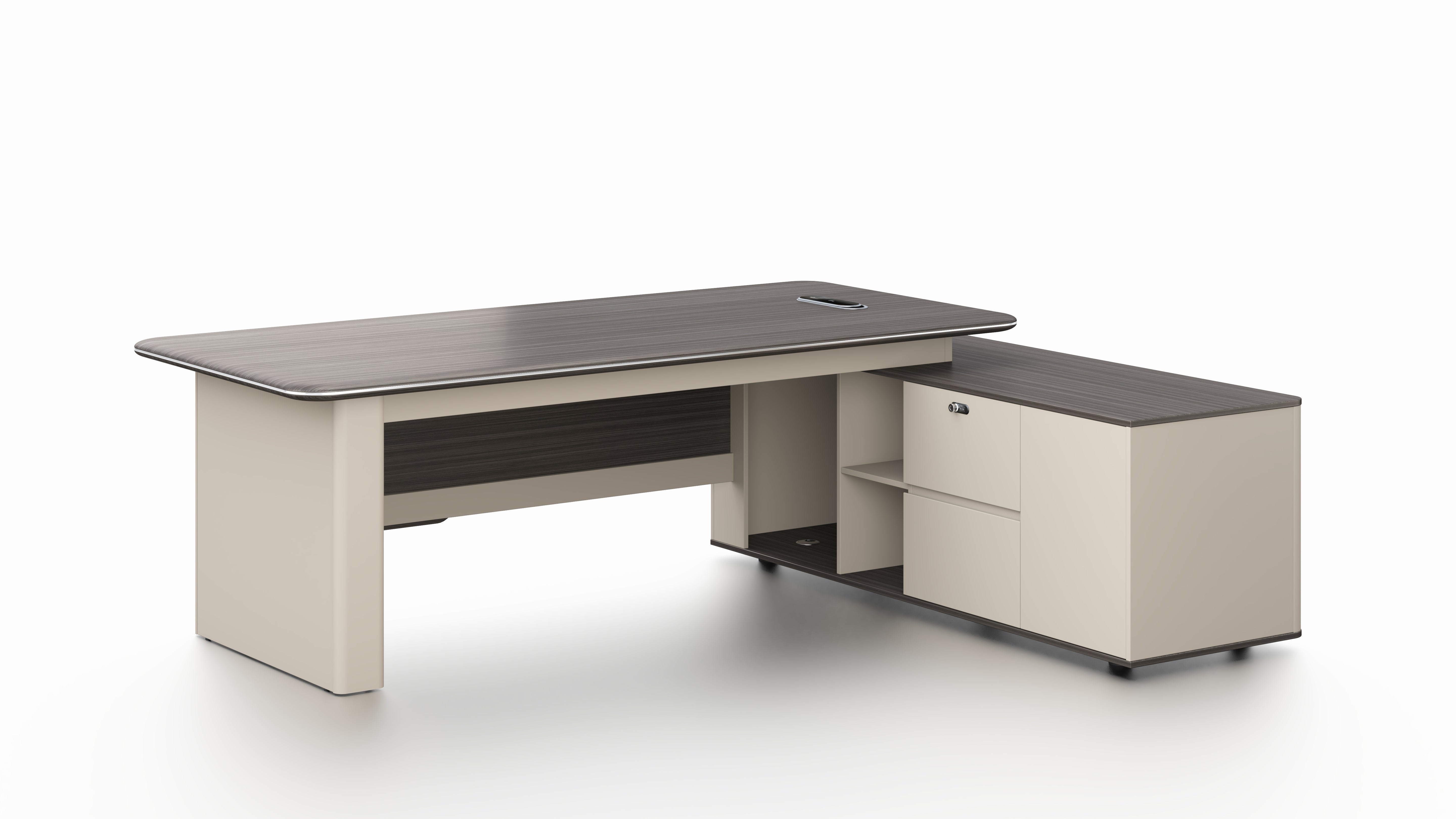 Phantom Executive Desk 2.4m – Ebony & Elegance Grey With LED Panel