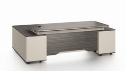 Phantom Grand Executive Desk 2.4m – Ebony & Elegance Grey With LED Panel