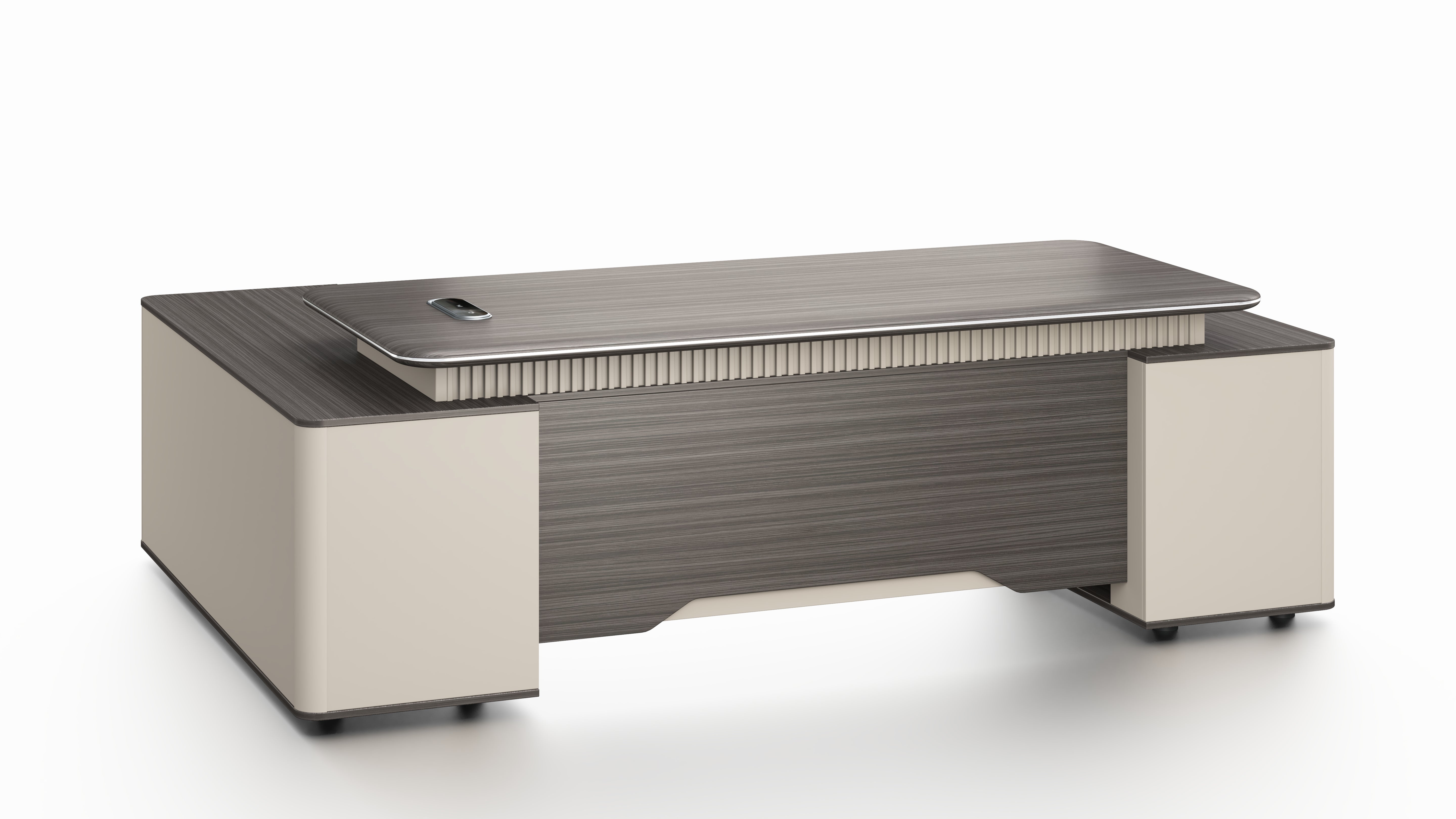 Phantom Grand Executive Desk 2.4m – Ebony & Elegance Grey With LED Panel
