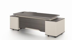 Phantom Grand Executive Desk 2.4m – Ebony & Elegance Grey With LED Panel