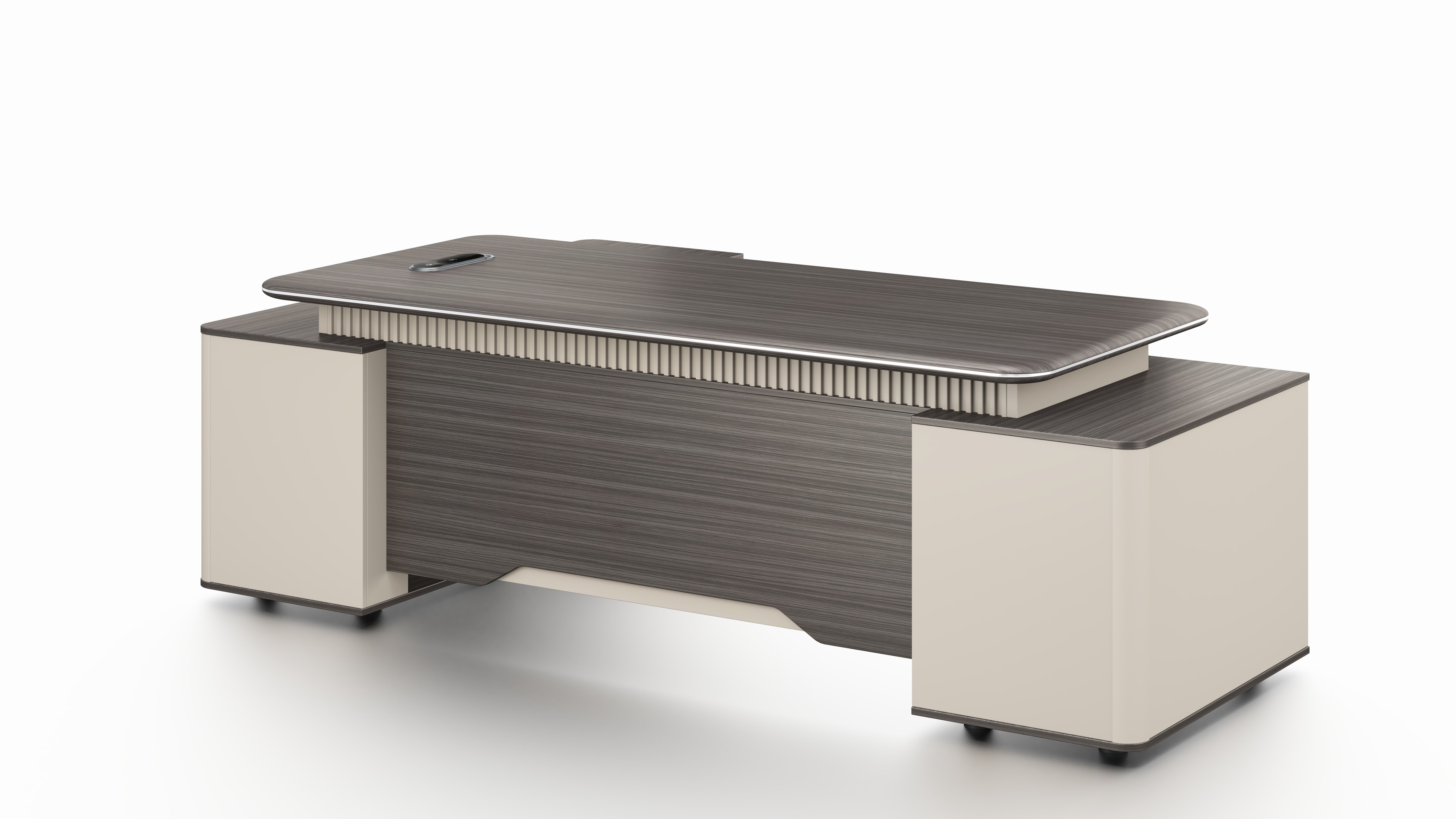 Phantom Grand Executive Desk 2.4m – Ebony & Elegance Grey With LED Panel