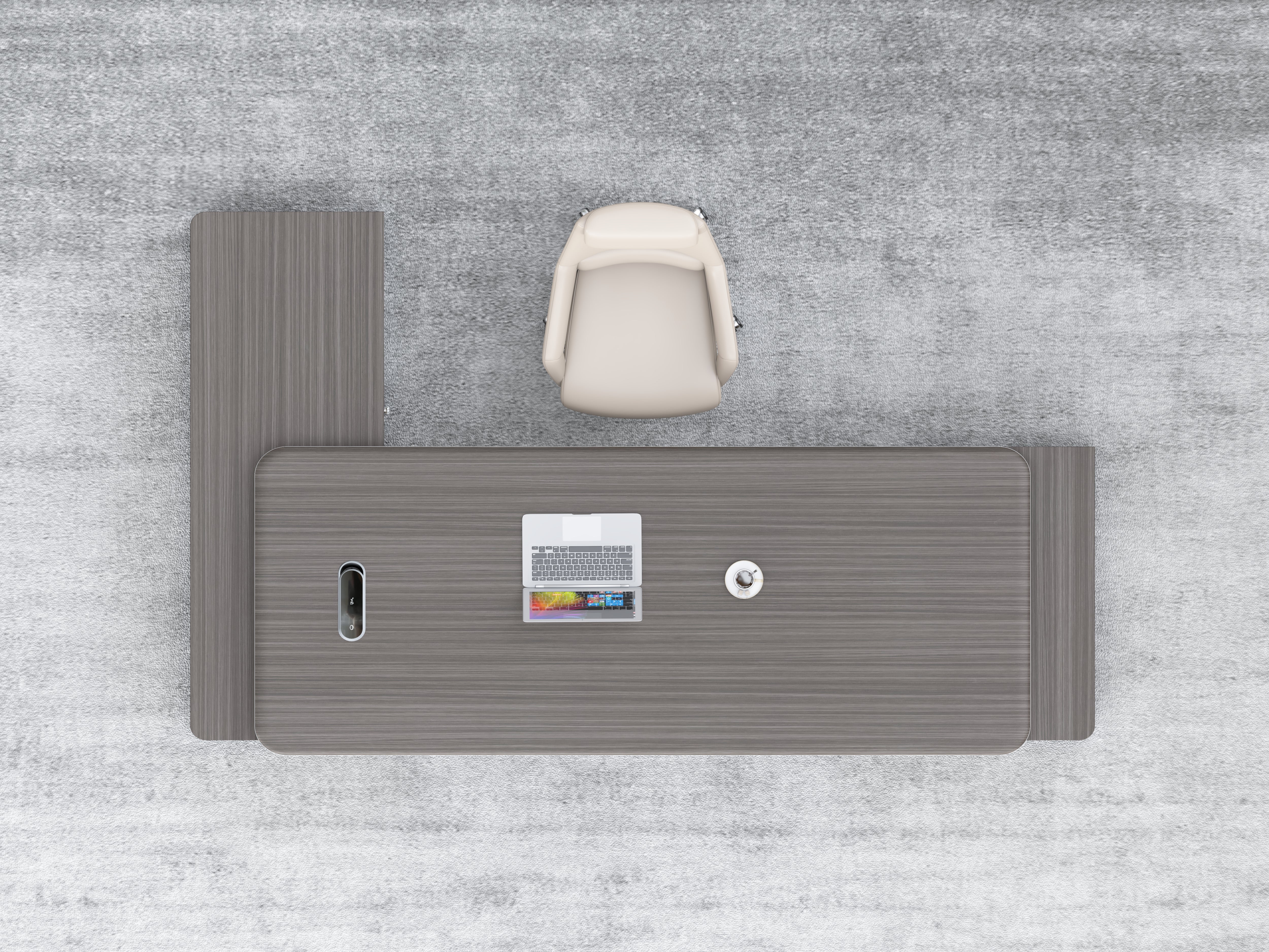 Phantom Executive Desk 1.8m – Ebony & Elegance Grey With LED Panel