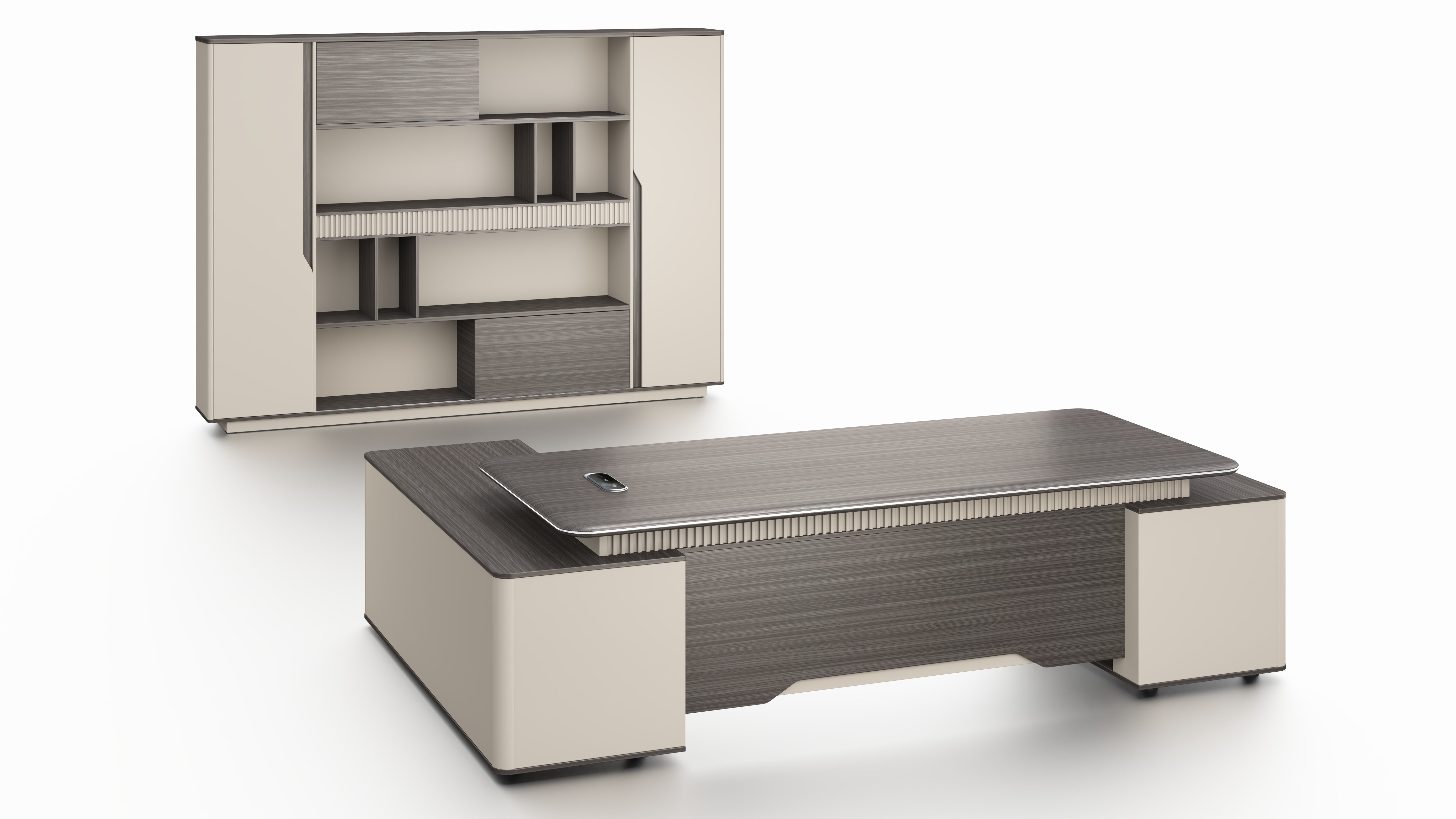 Phantom Storage Cabinet 2.8m – Ebony & Elegance Grey With LED