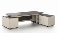 Phantom Grand Executive Desk 2.4m – Ebony & Elegance Grey With LED Panel
