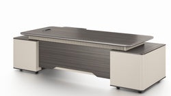 Phantom Grand Executive Desk 2.4m – Ebony & Elegance Grey With LED Panel