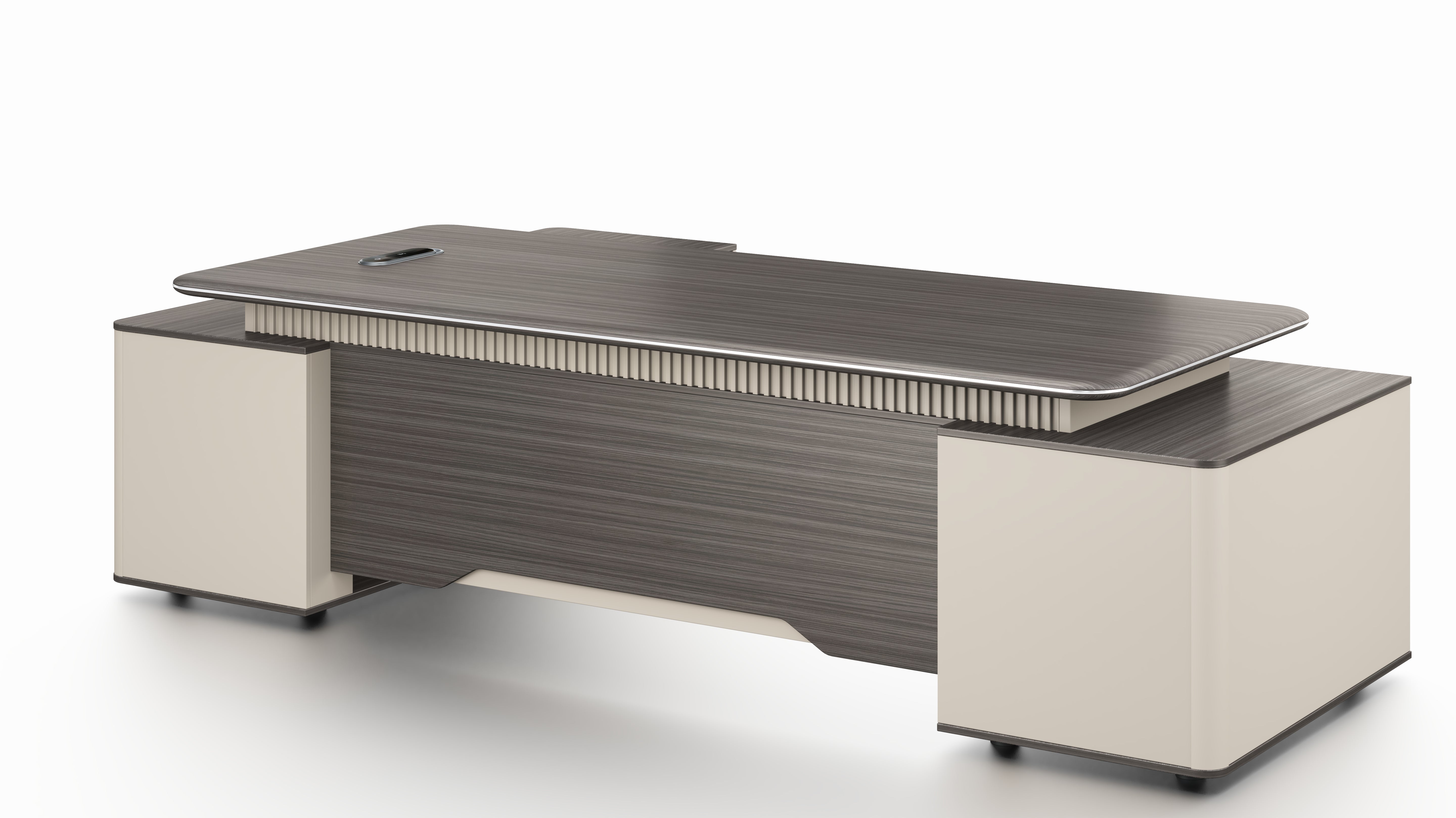 Phantom Grand Executive Desk 2.4m – Ebony & Elegance Grey With LED Panel