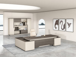 Phantom Grand Executive Desk 2.4m – Ebony & Elegance Grey With LED Panel