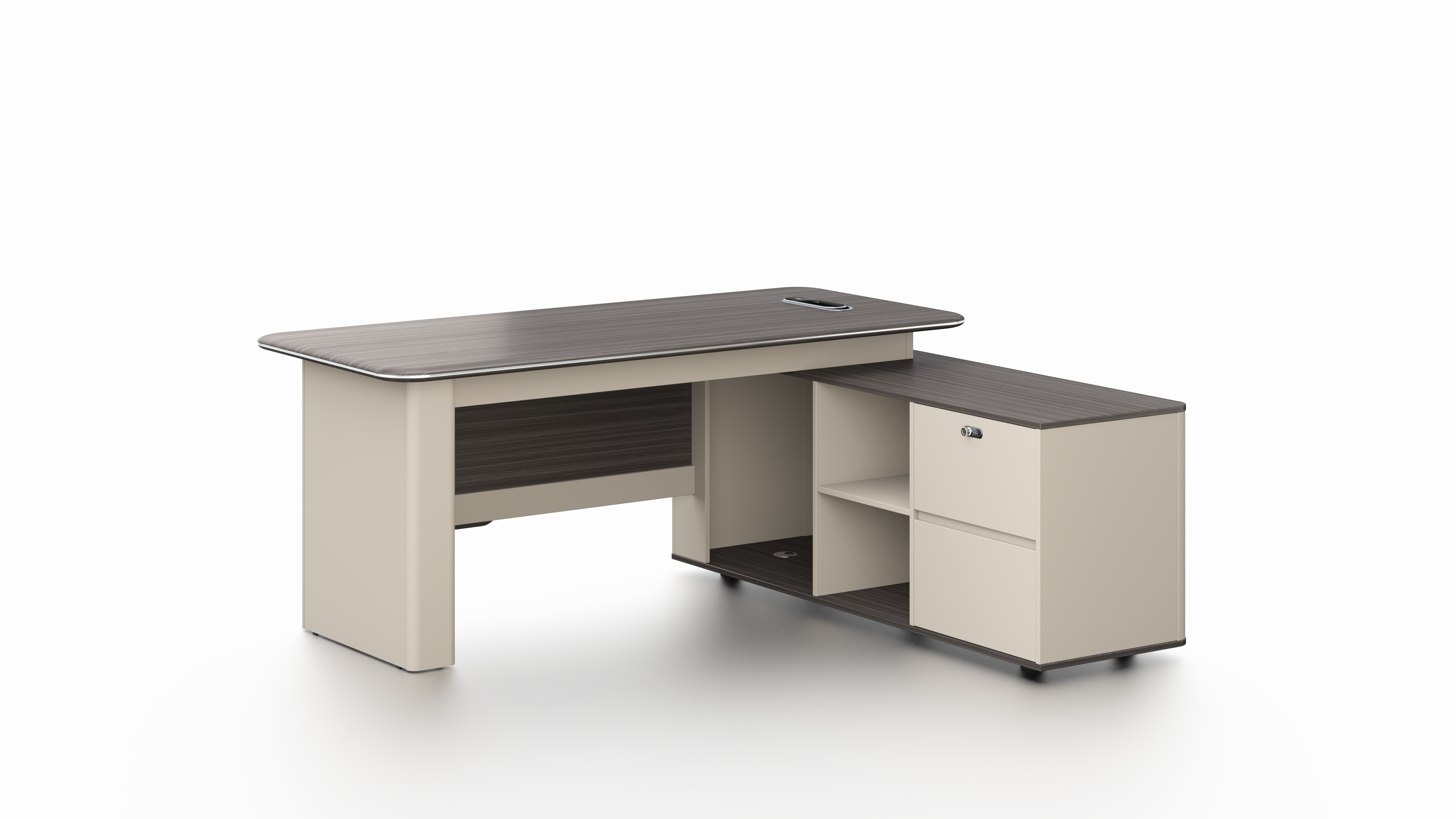 Phantom Executive Desk 1.8m – Ebony & Elegance Grey With LED Panel