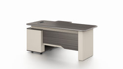 Phantom Executive Desk 1.8m – Ebony & Elegance Grey With LED Panel