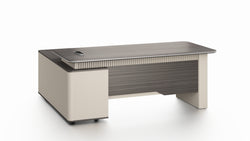 Phantom Executive Desk 2.0m – Ebony & Elegance Grey With LED Panel