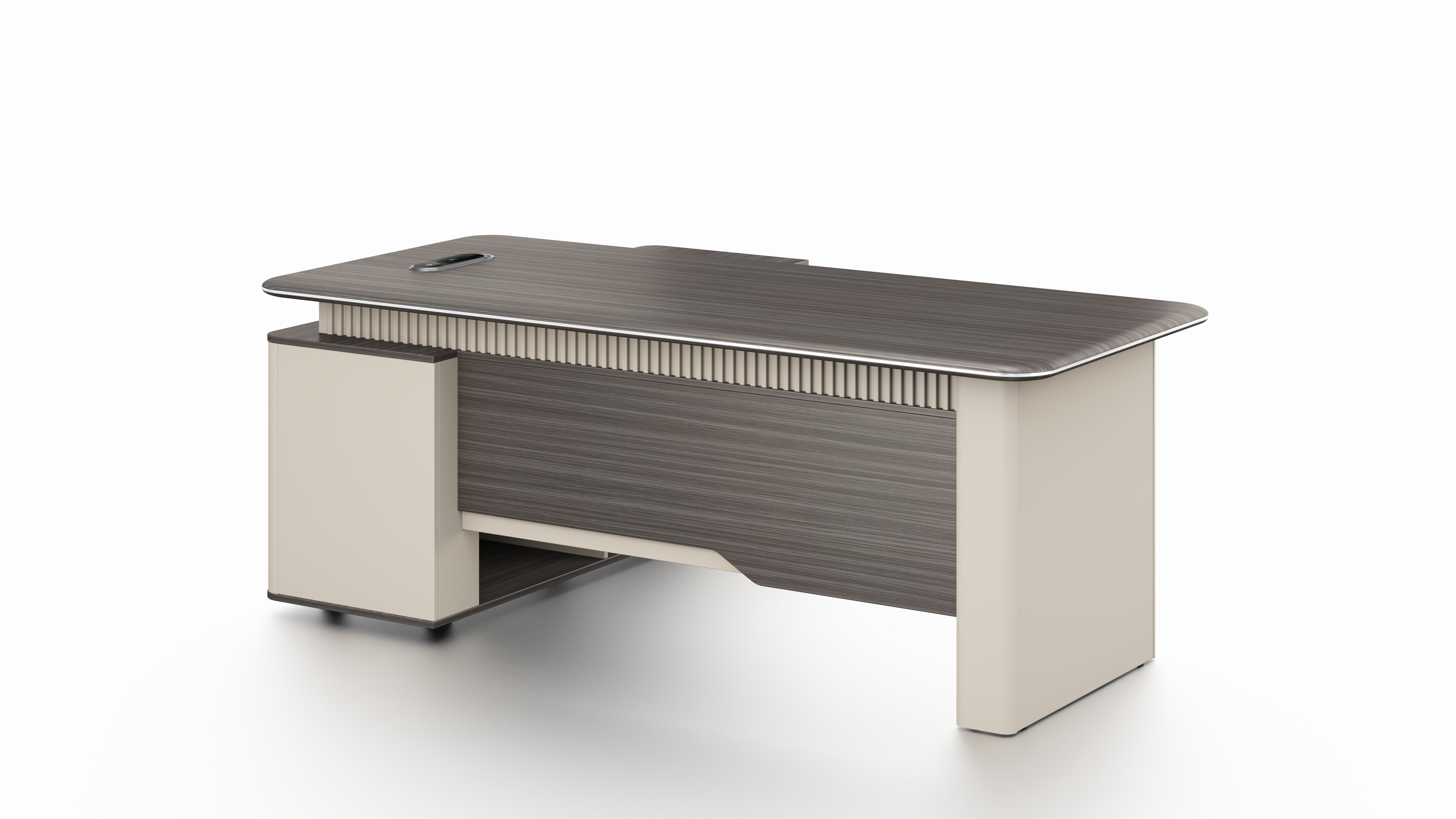 Phantom Executive Desk 2.0m – Ebony & Elegance Grey With LED Panel