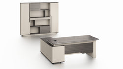 Phantom Executive Desk 1.8m – Ebony & Elegance Grey With LED Panel