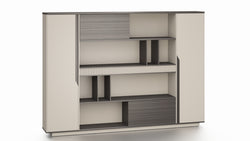 Phantom Storage Cabinet 2.8m – Ebony & Elegance Grey With LED