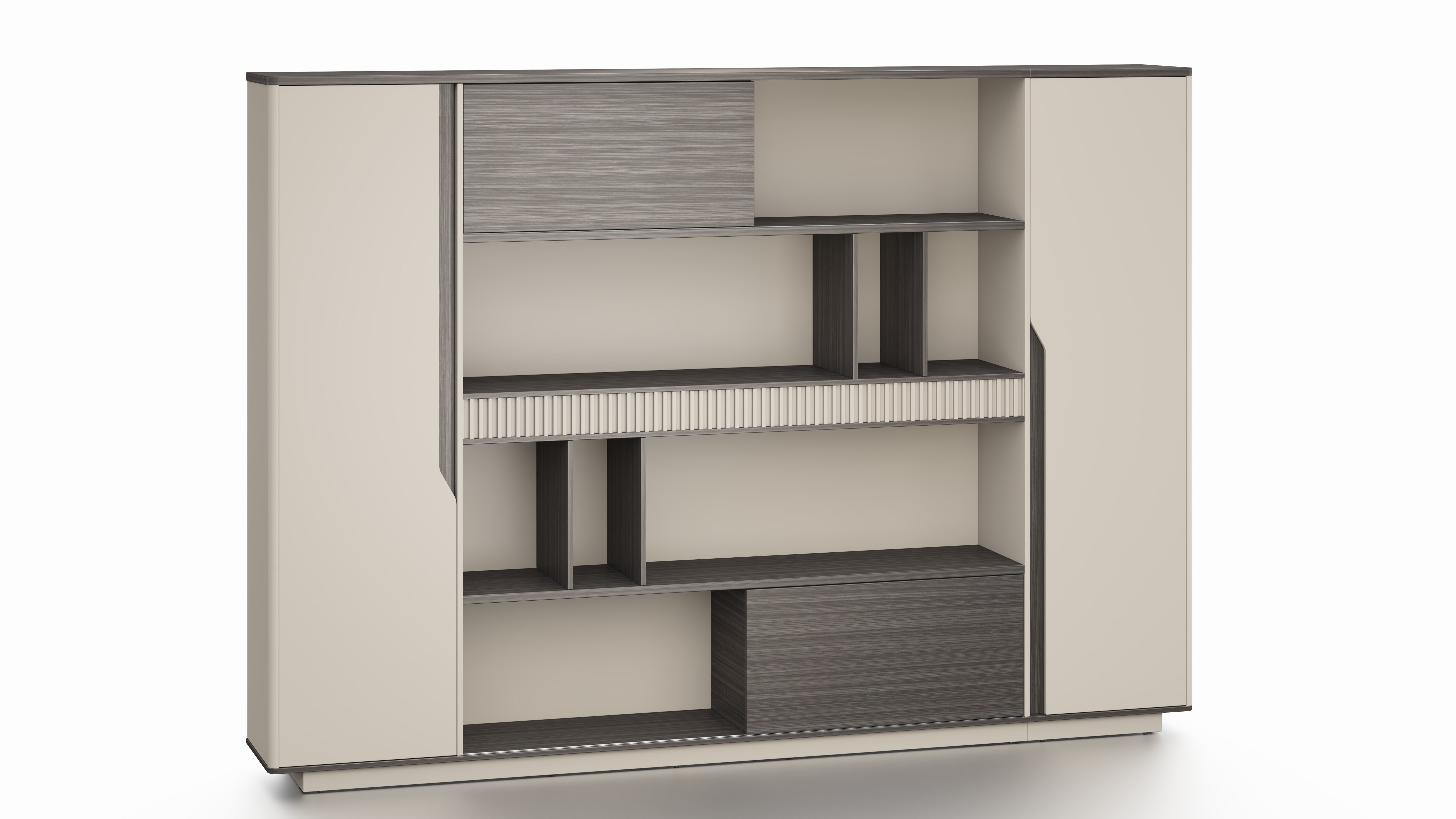 Phantom Storage Cabinet 2.8m – Ebony & Elegance Grey With LED