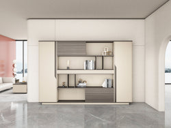 Phantom Storage Cabinet 2.8m – Ebony & Elegance Grey With LED