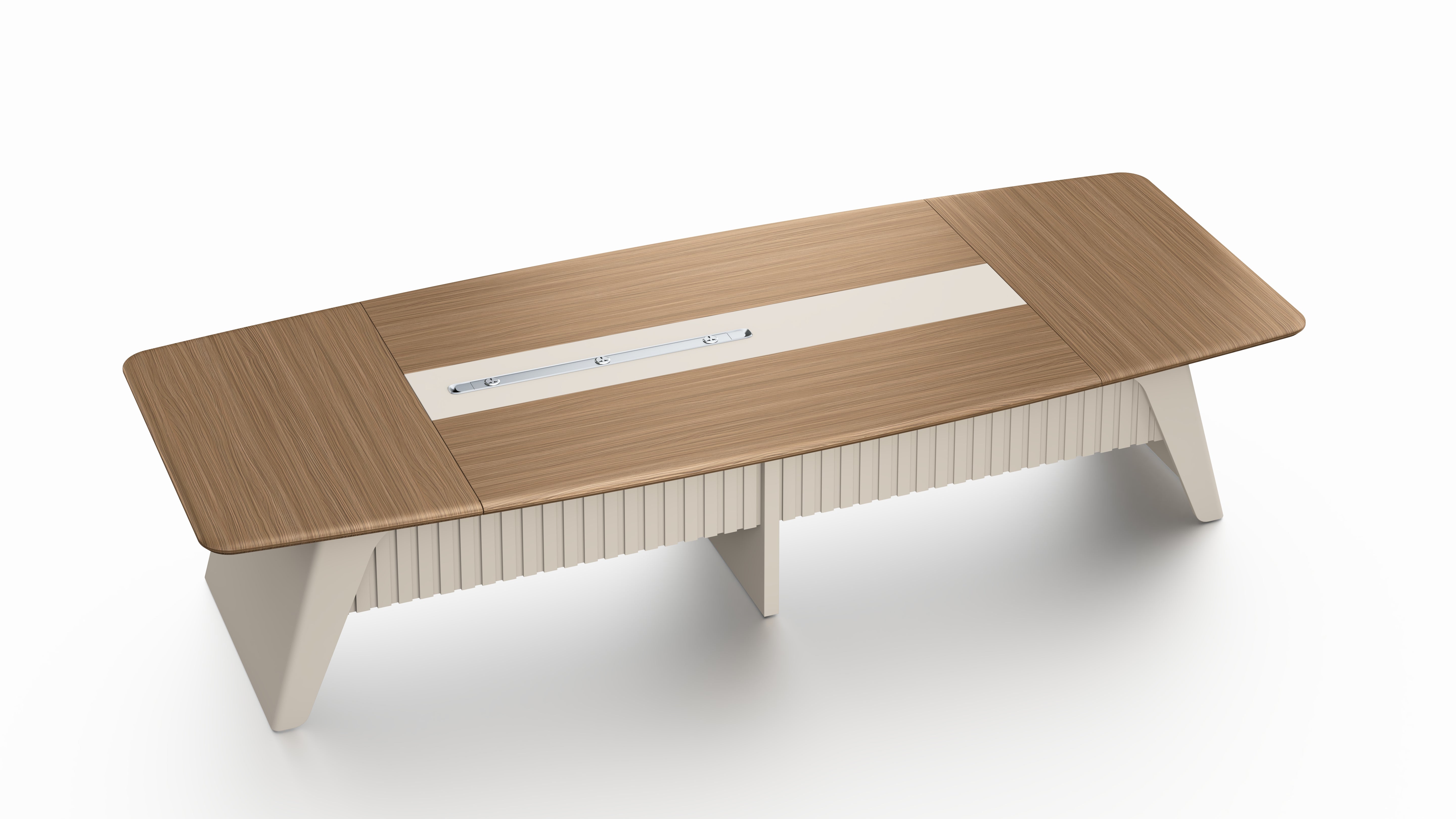 Flinders Conference Table 3.6m x 1.4m Walnut & Elegance Grey–With Wire Management System