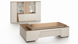 Flinders Storage Cabinet 2.4m – Walnut & Elegance Grey