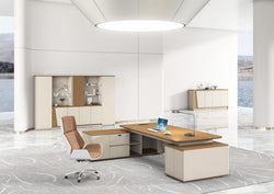 Flinders Storage Cabinet 2.4m – Walnut & Elegance Grey