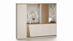 Flinders Storage Cabinet 2.4m – Walnut & Elegance Grey