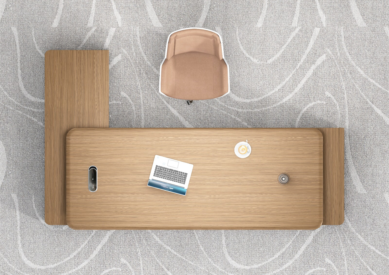 Flinders Grand Executive Desk 2.8m – Walnut & Elegance Grey With LED Panel