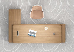 Flinders Grand Executive Desk 2.8m – Walnut & Elegance Grey With LED Panel
