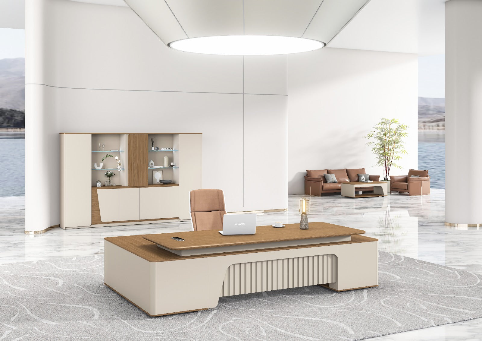 Flinders Storage Cabinet 2.4m – Walnut & Elegance Grey