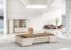 Flinders Storage Cabinet 2.4m – Walnut & Elegance Grey