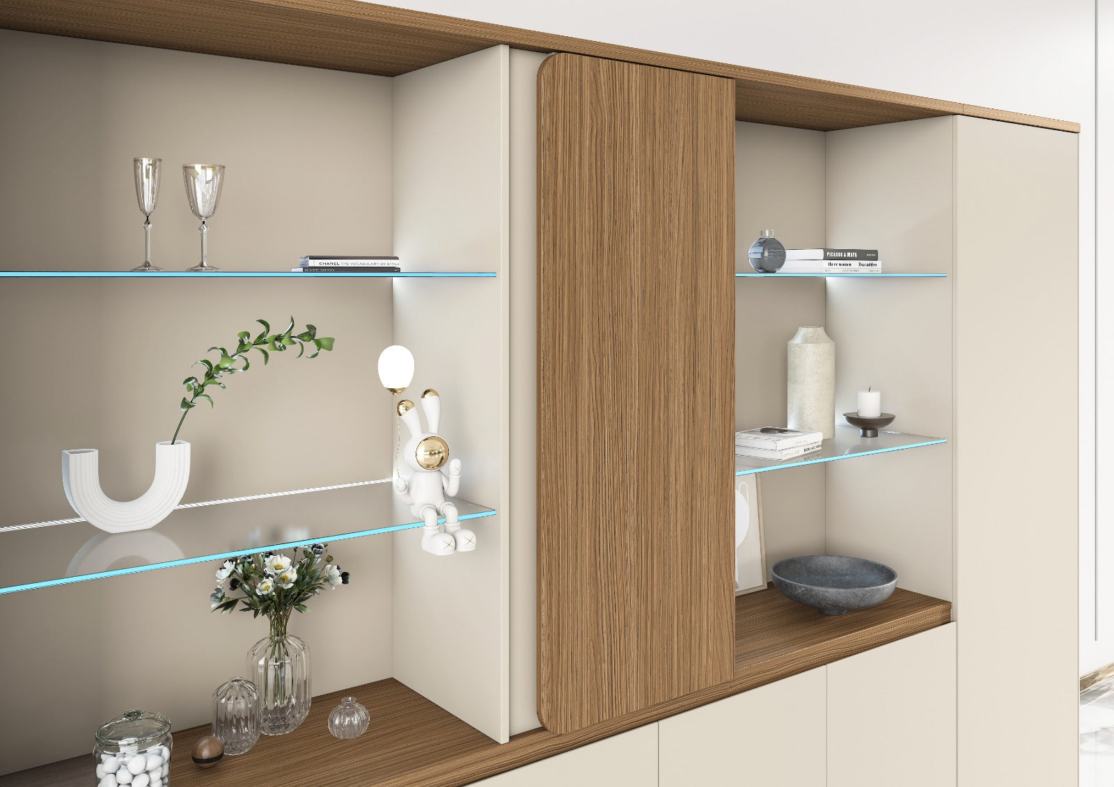 Flinders Storage Cabinet 3.0m – Walnut & Elegance Grey