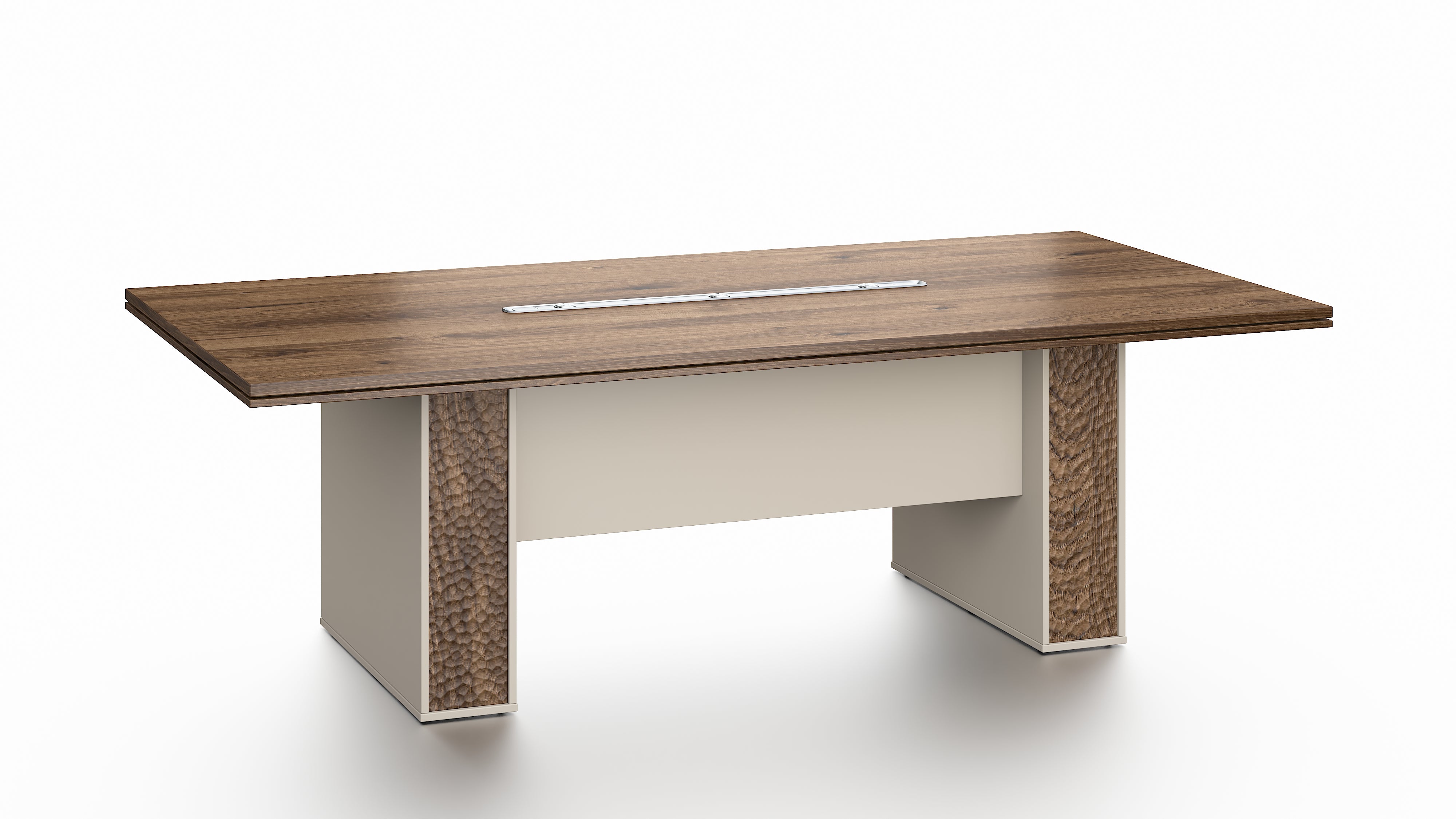 Empire Boardroom Table 2.4m x 1.2m - Verge Walnut & Elegance Grey