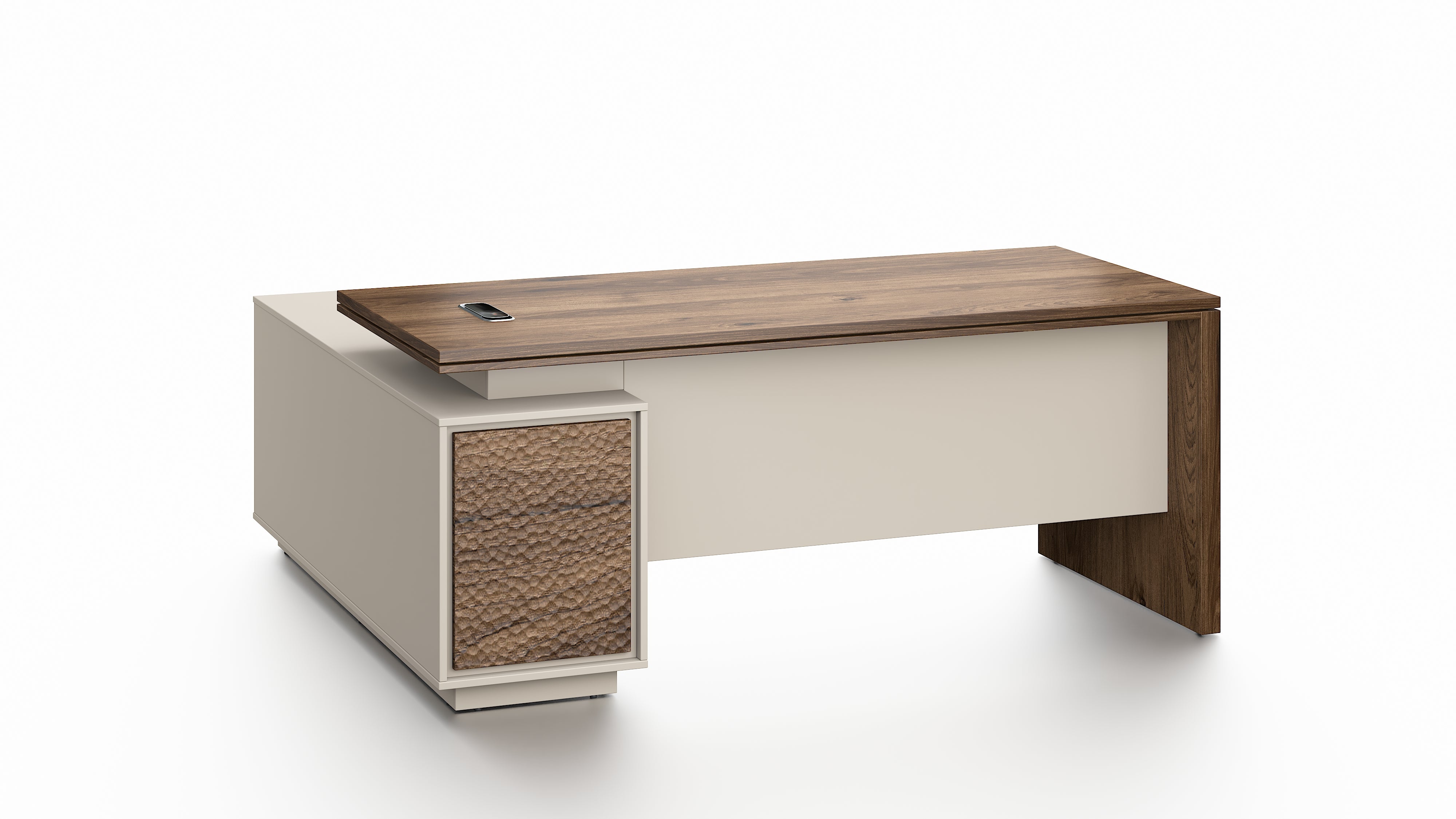 Empire Executive Desk 1.8m-Walnut & Beige Grey with LED Panel